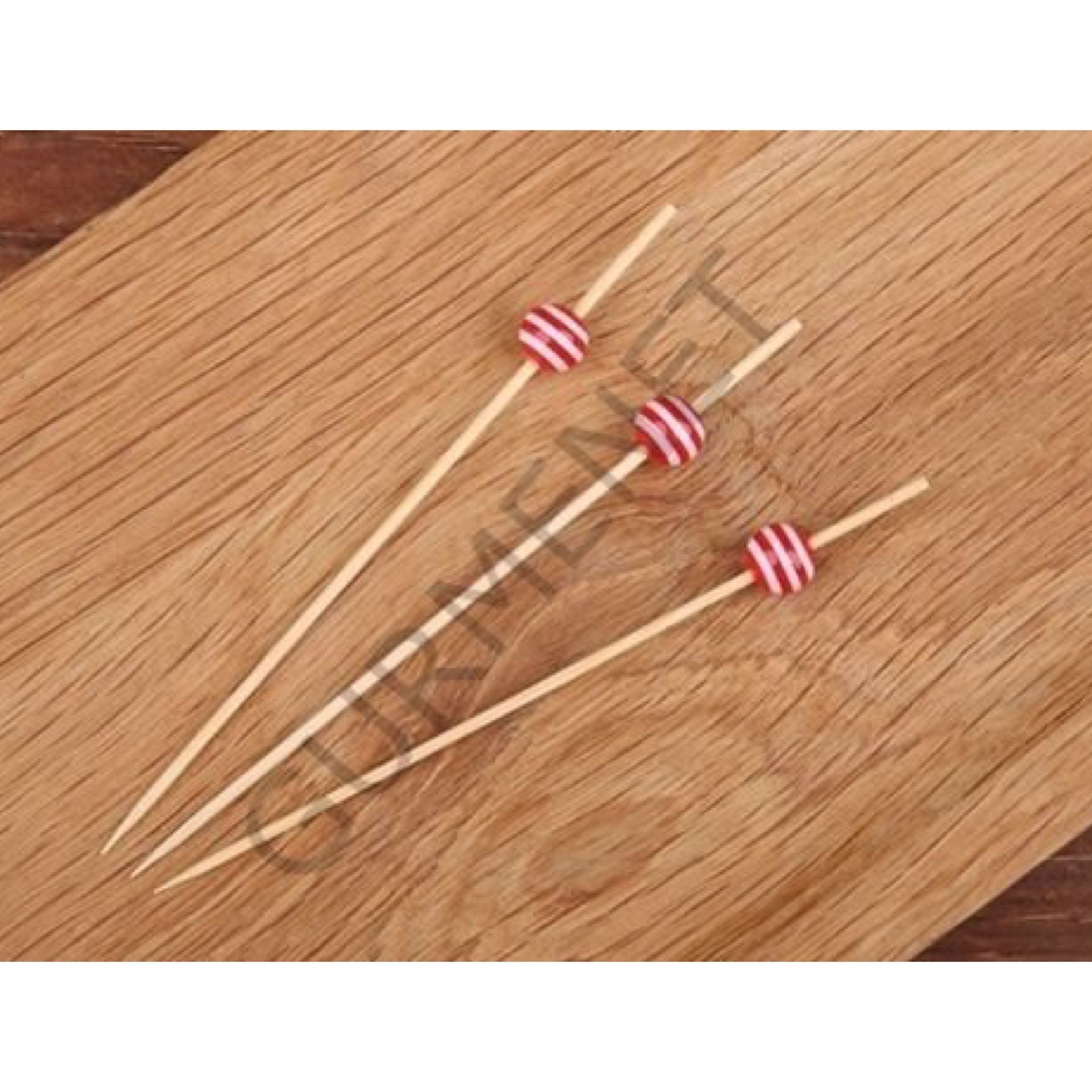 Gaishi M0011 Bambu Kürdan Kırmızı Beyaz Boncuk 12Cm. 50 Adet