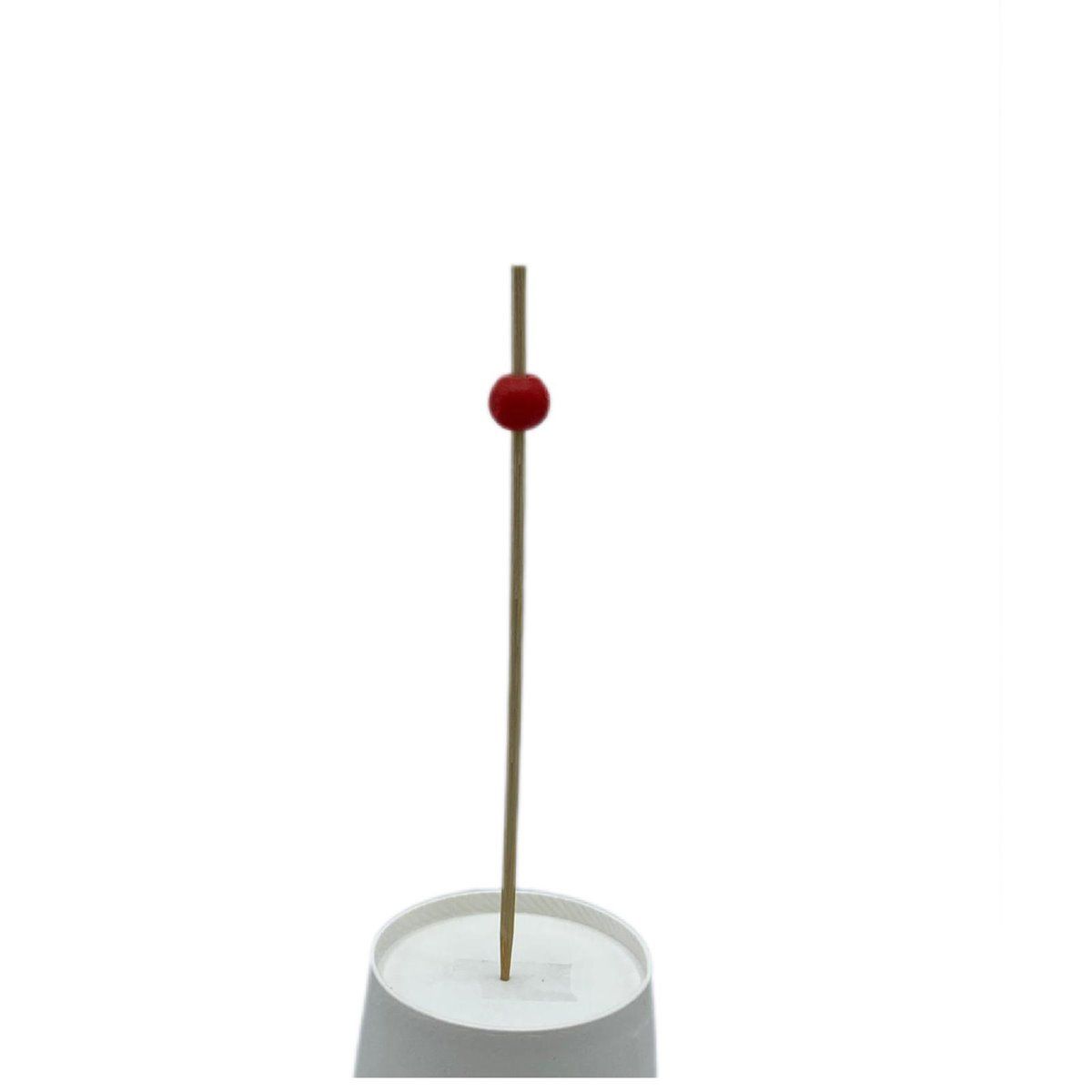 Gaishi M0011-K Bambu Kırmızı Boncuklu Kürdan 15 Cm 50 Adet