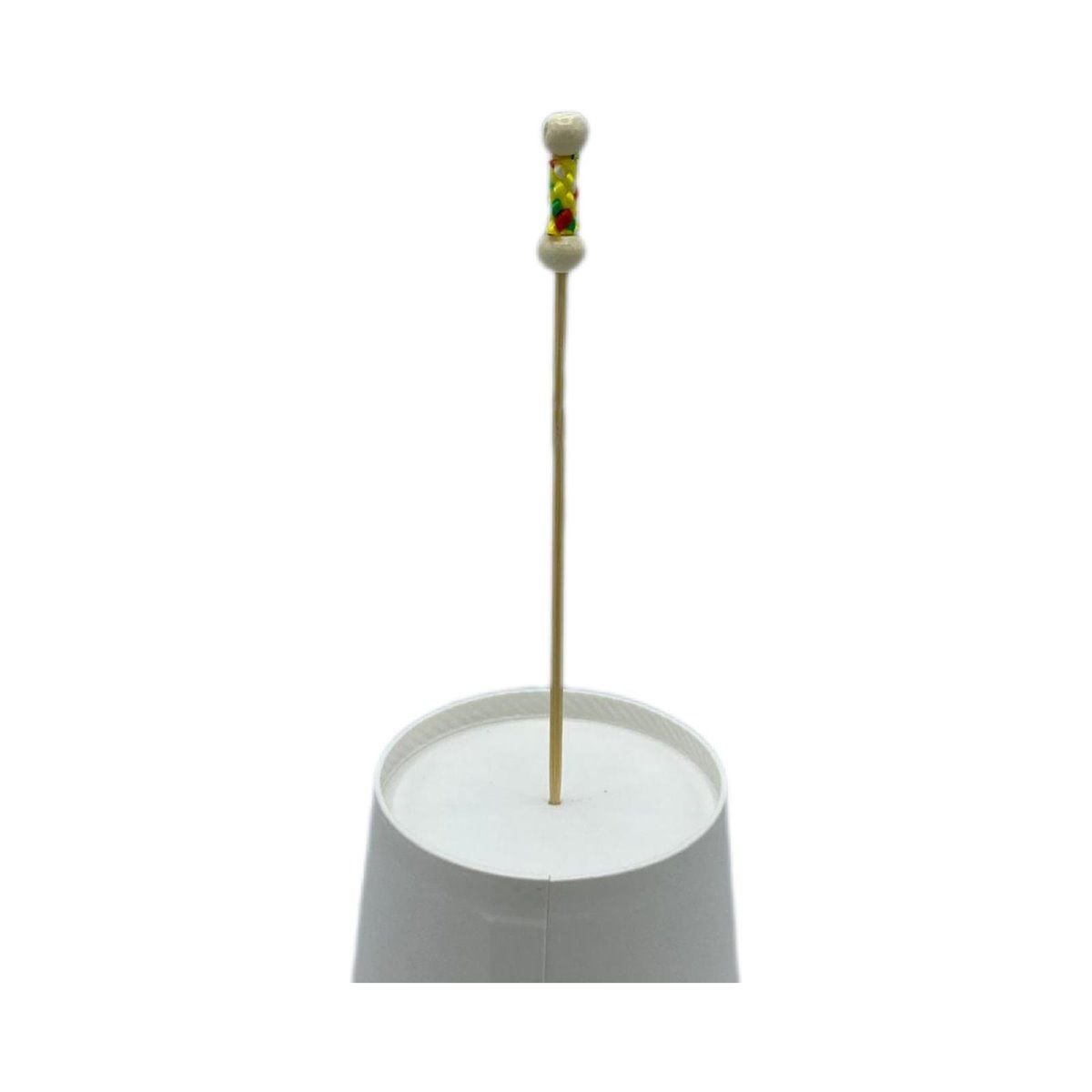 Gaishi Vo11800A Bambu Kürdan Sarı Örgülü Boncuklu 12 Cm 50 Adet