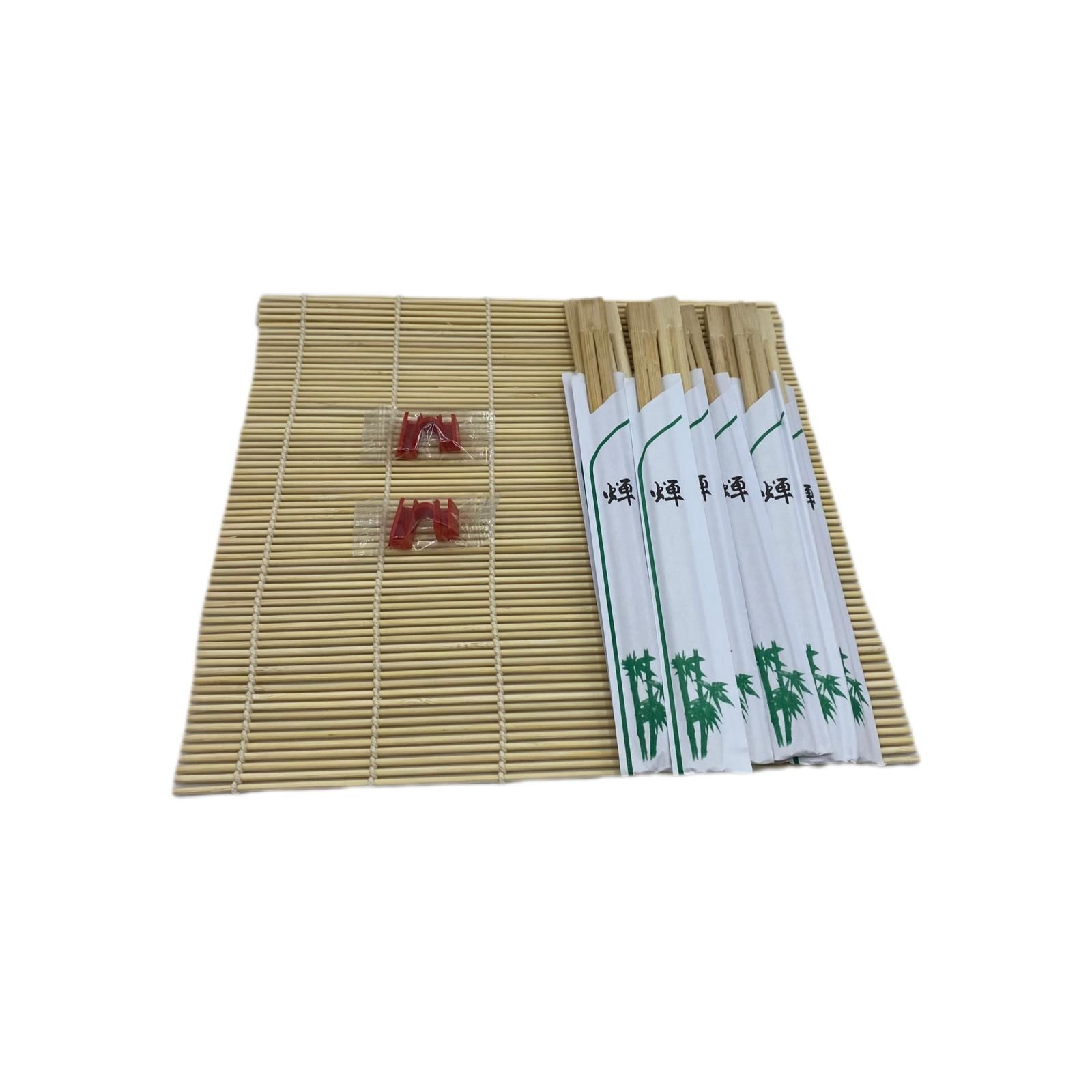 Trendy Beyaz Chopstick 10 Ad Chopstick Aparatı 2 Ad Sushi Mat Sushi Sarma Hasırı 27 Cm