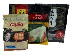 Sea Food Sushi Yosunu 5 Yaprak 12.5 G. + Pirinç Yufkası 100 G. + Sushi Pirinci 500 G.