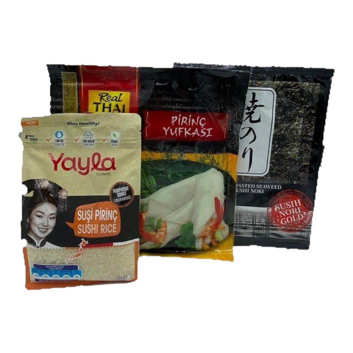 Sea Food Sushi Yosunu 5 Yaprak 12.5 G. + Pirinç Yufkası 100 G. + Sushi Pirinci 500 G.