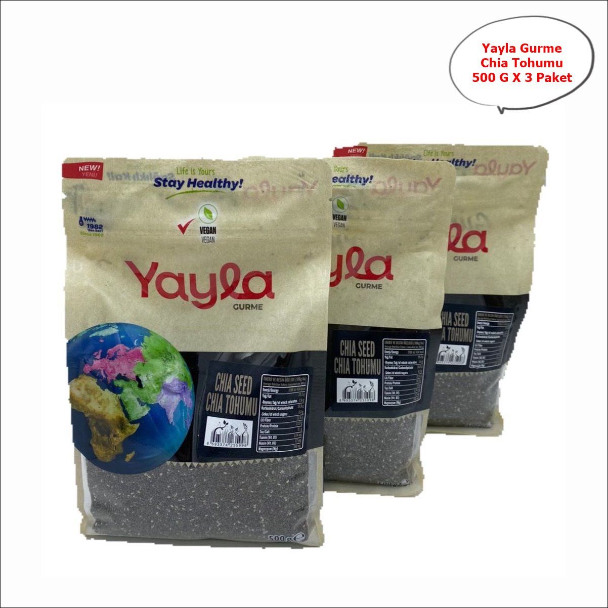 Yayla Gurme Chia Tohumu 500 G. X 3 Adet
