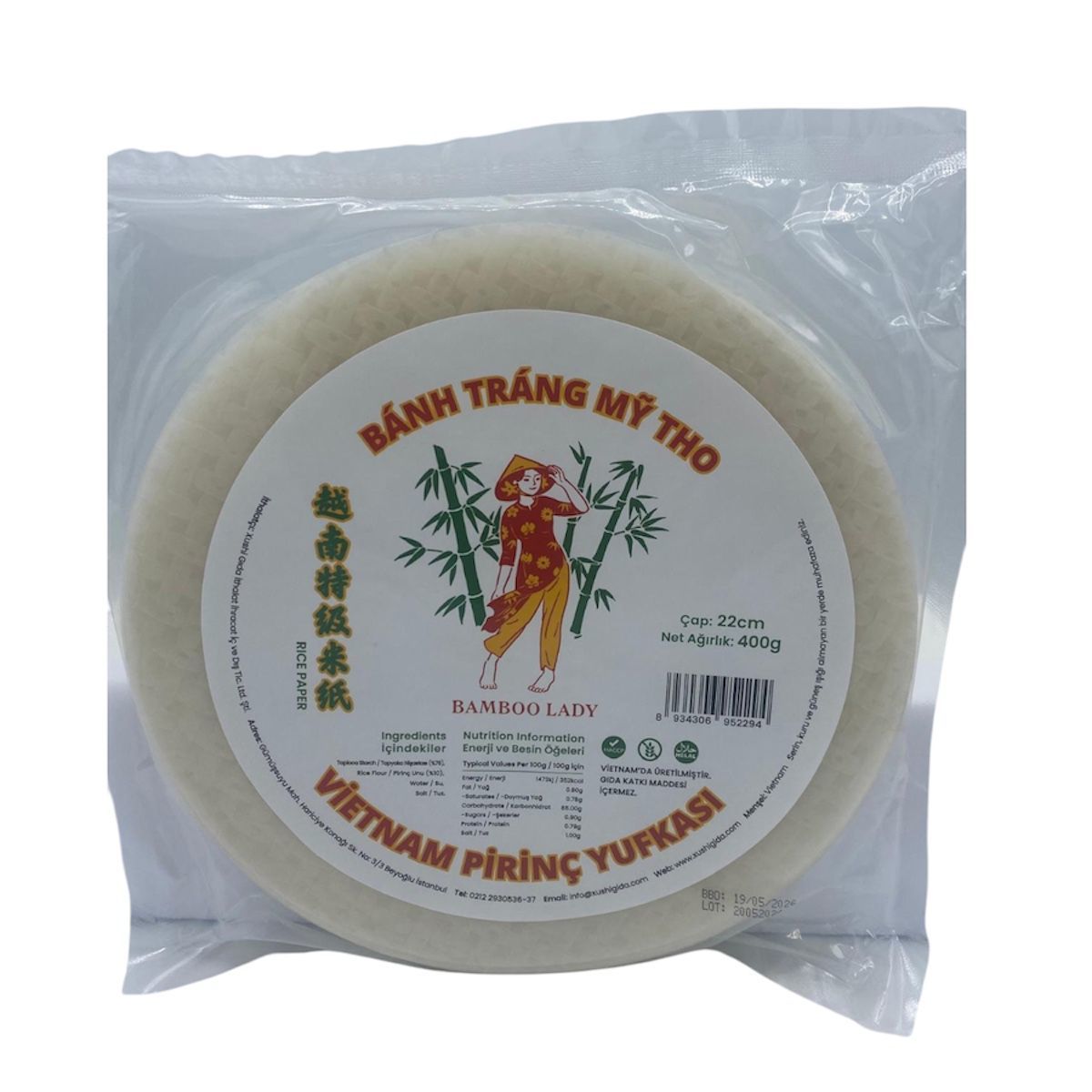 Bamboo Lady Rice Paper Pirinç Yufkası 22 Cm 400 G
