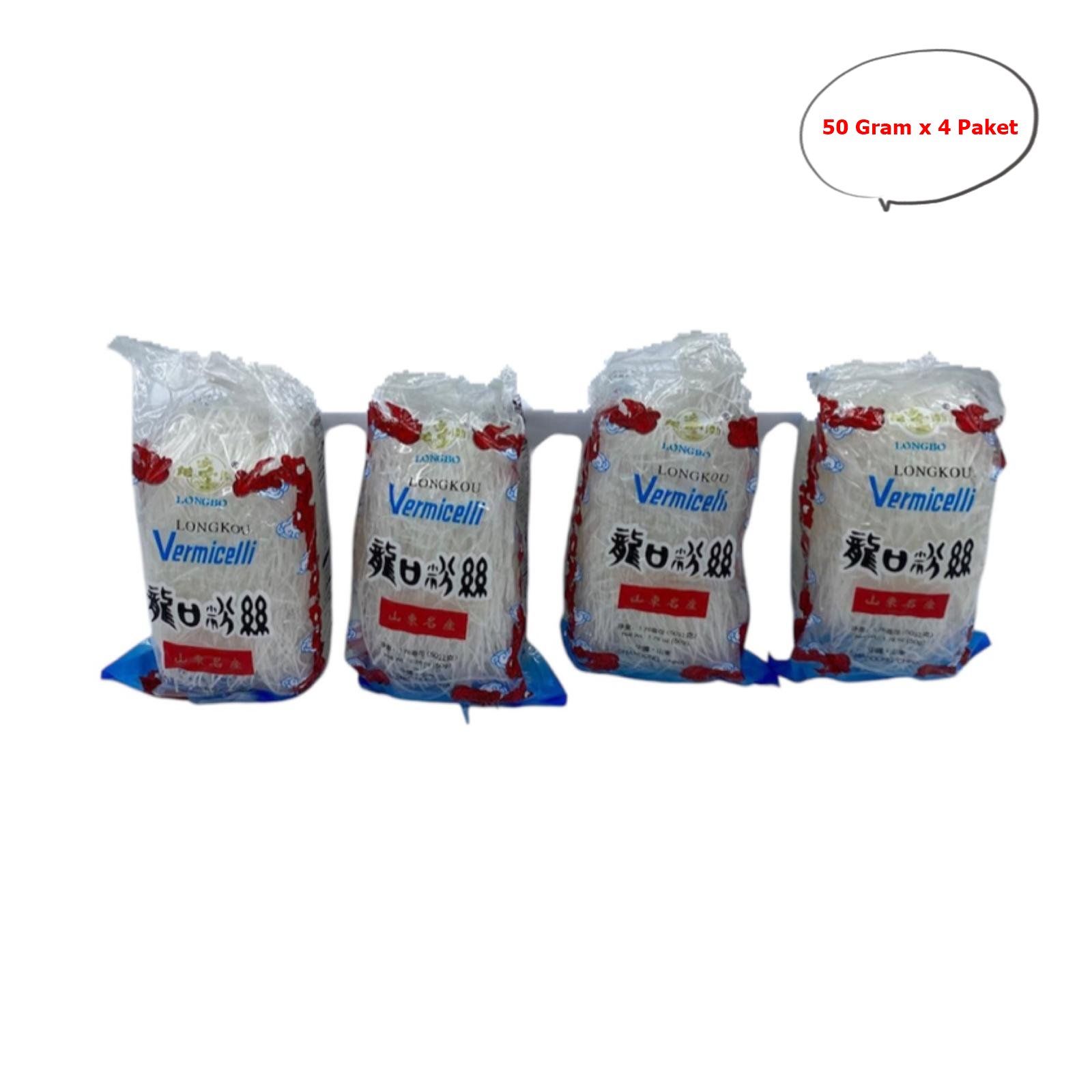 Longkou Mung Bean Vermicelli Maş Fasulyesi Şehriyesi 50 Gram x 4 Paket