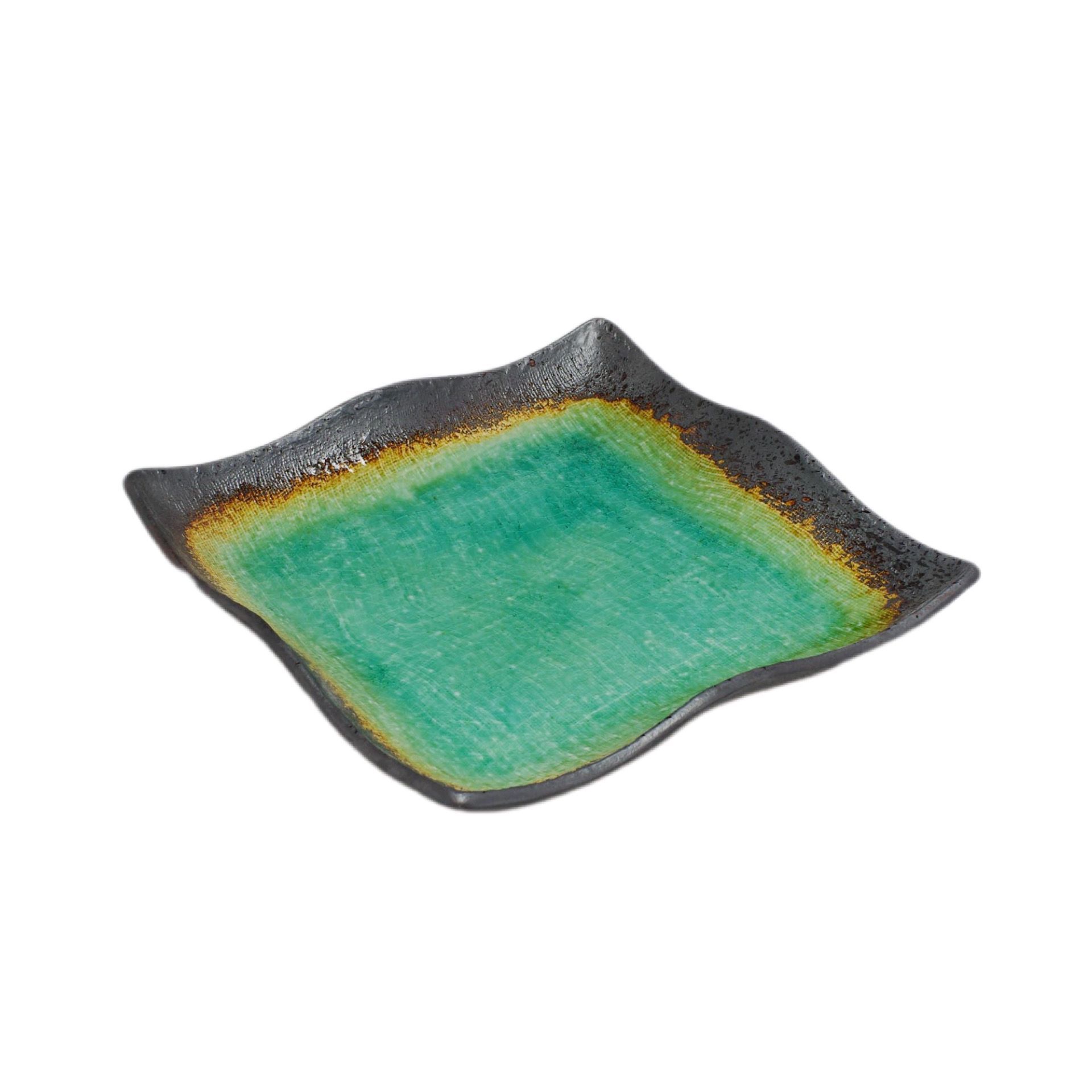 Miyake 18-11 Peacock Green Square Plate 23.5*23.5*4.5 Cm