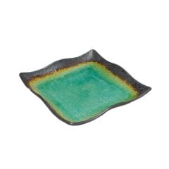 Miyake 18-11 Peacock Green Square Plate 23.5*23.5*4.5 Cm