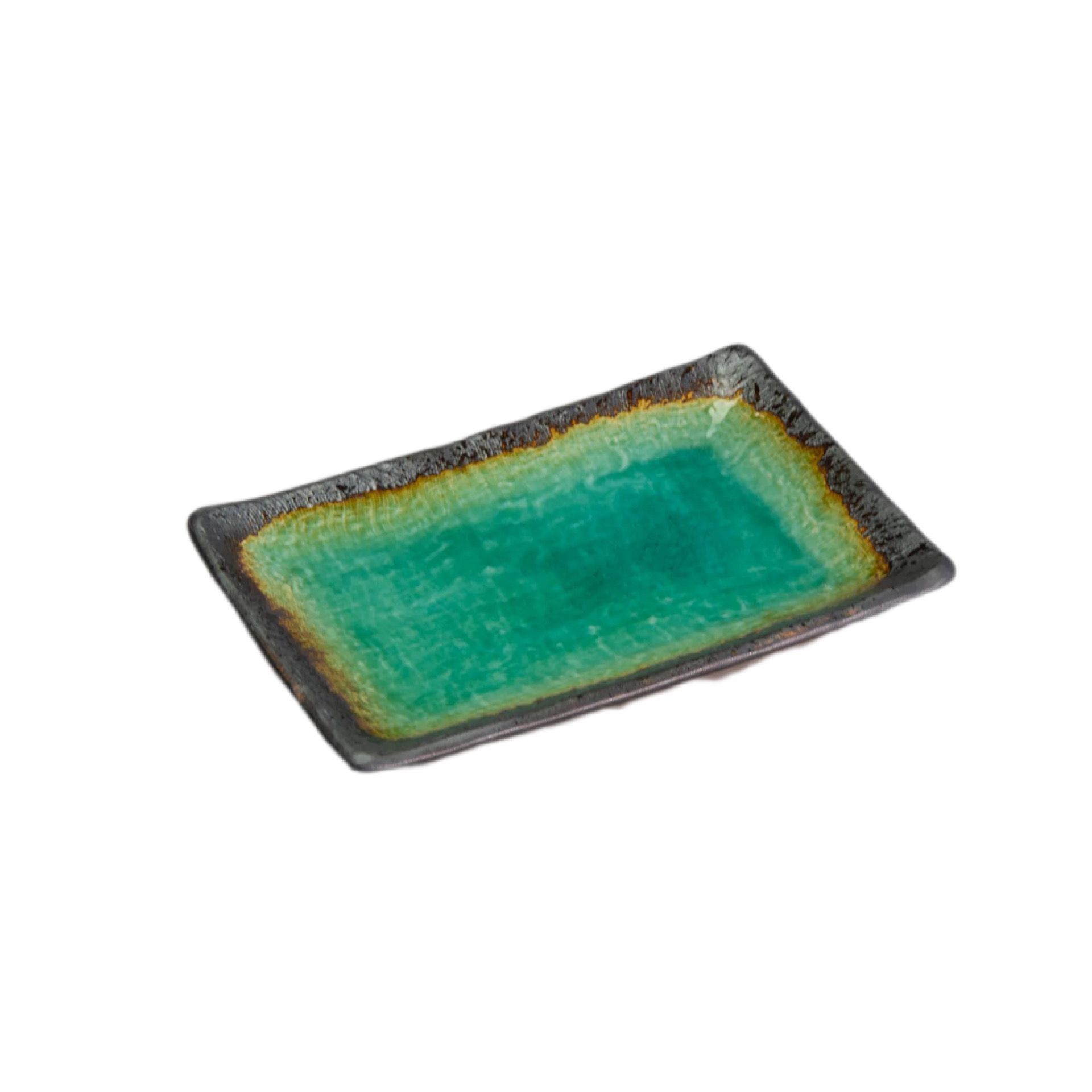 Miyake TSC31-11 Peacock Green Yakimono Plate 21.3*14.2*3 Cm