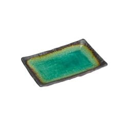 Miyake TSC31-11 Peacock Green Yakimono Plate 21.3*14.2*3 Cm