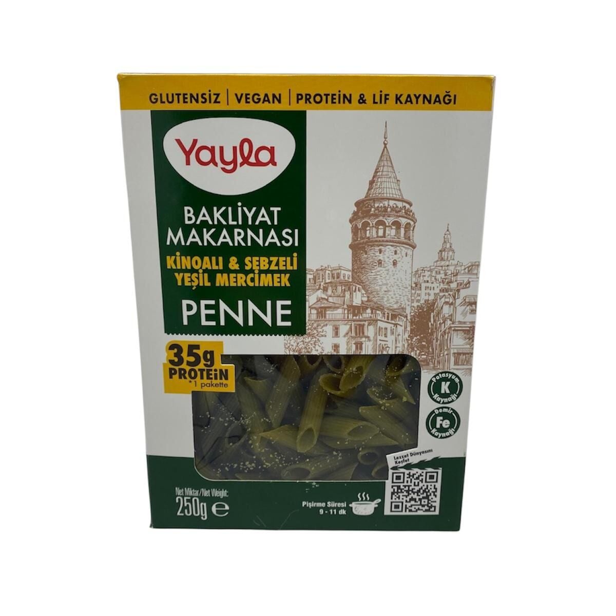 Yayla Kinoalı Sebzeli Yeşil Mercimekli Penne Makarna 250 G.