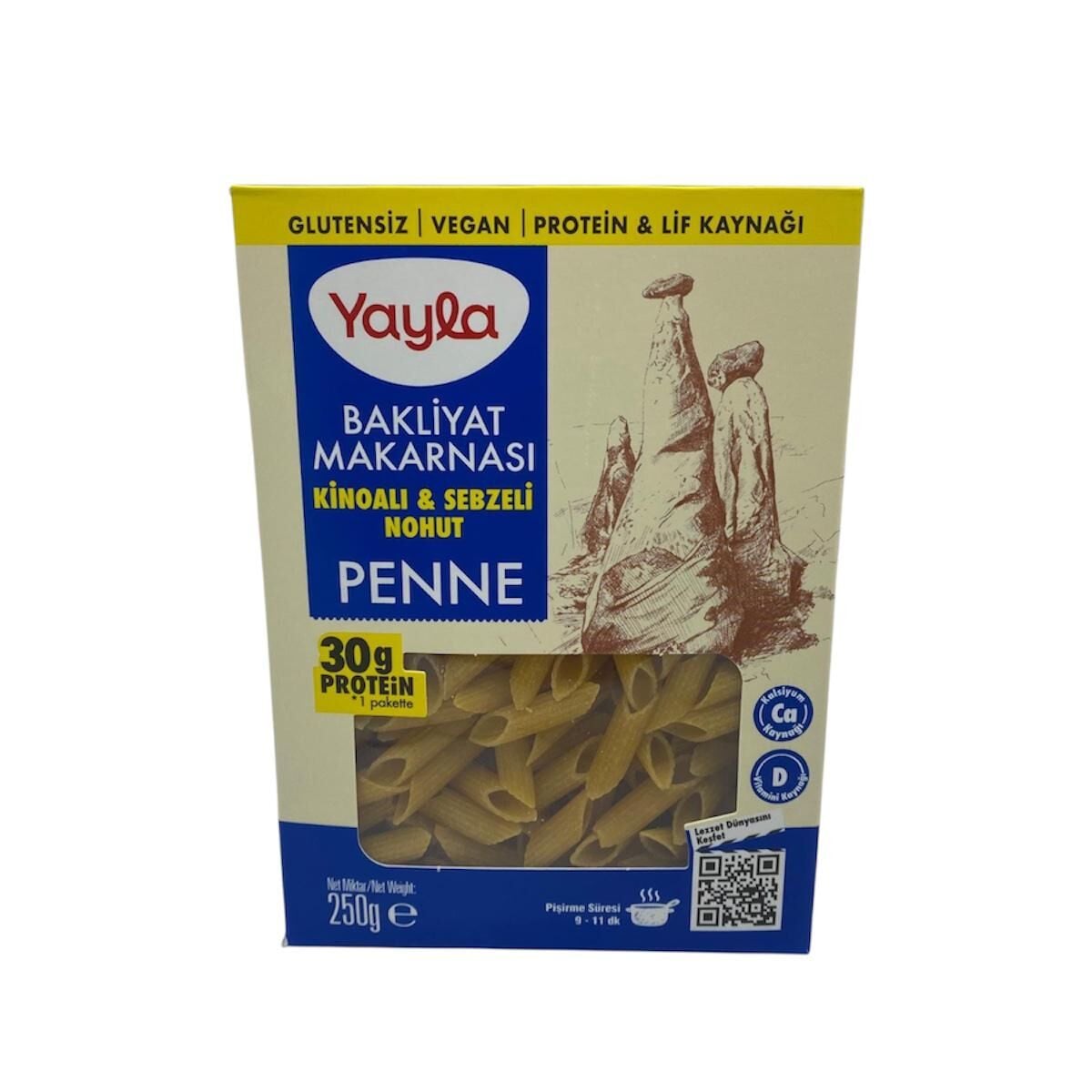 Yayla Kinoalı Sebzeli Nohutlu Penne Makarna 250 G.