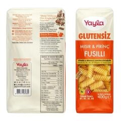 Yayla Glutensiz Mısırlı Pirinçli Fusilli Makarna 400 G.