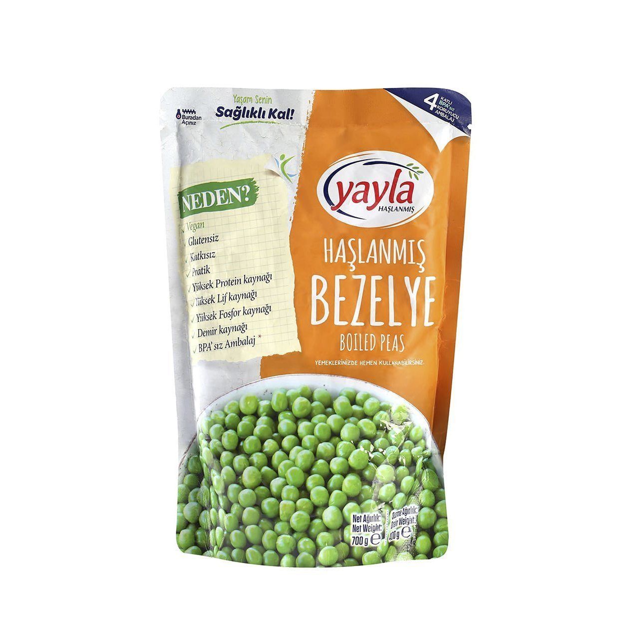 Yayla Haşlanmış Bezelye 700 Gr.